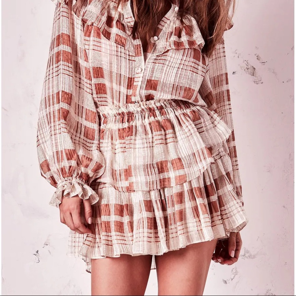 LoveShackFancy Ruffle Mini Skirt in Acorn - RARE